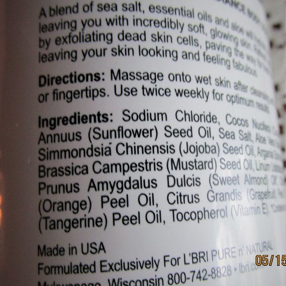 L'BRI Pure & Natural Radiance BODY SCRUB 12 oz  Essential Oil Blend - Picture 4 of 6